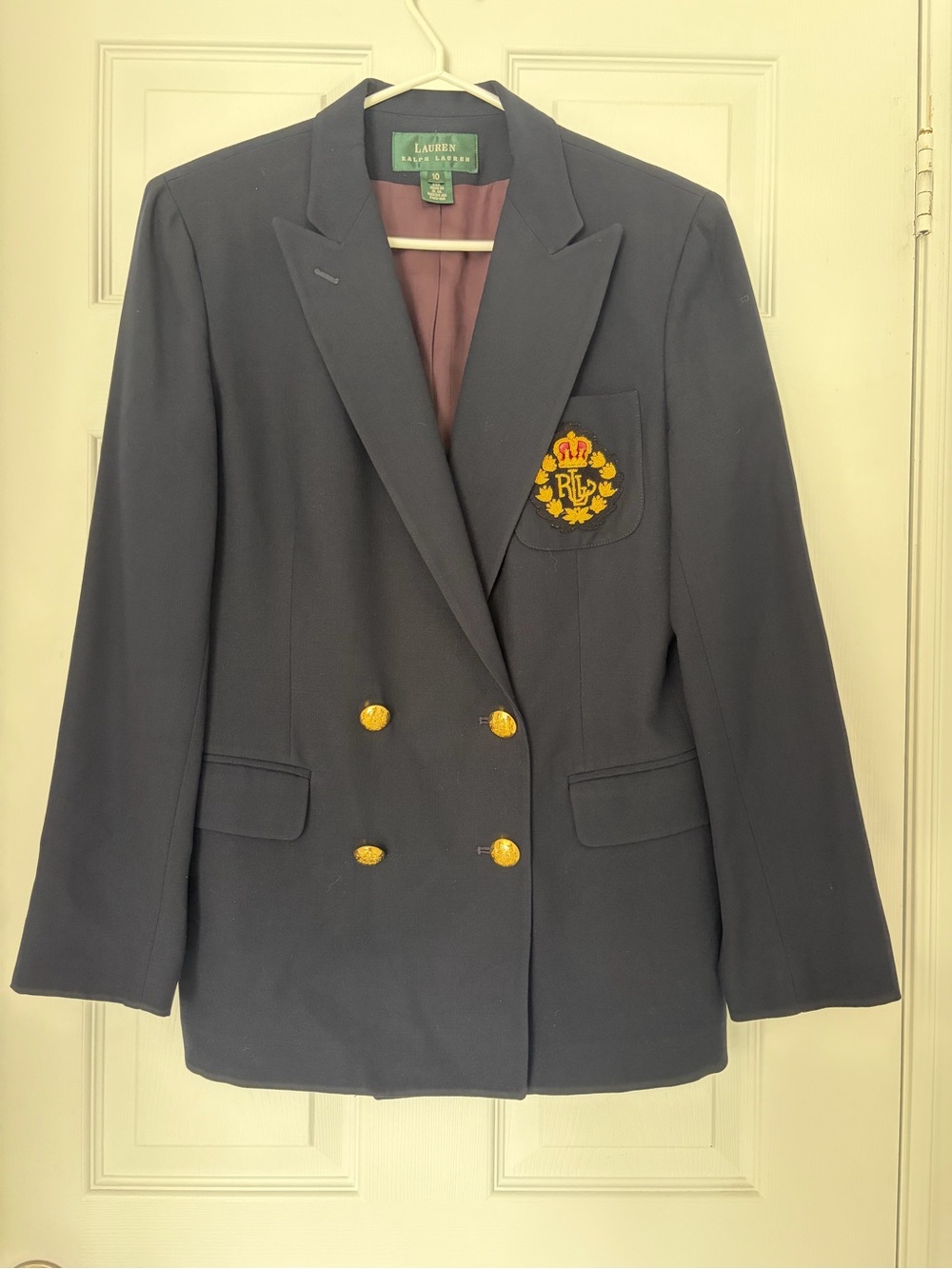 Ralph Lauren Navy Double-Breasted Blazer with Gold Crest Buttons